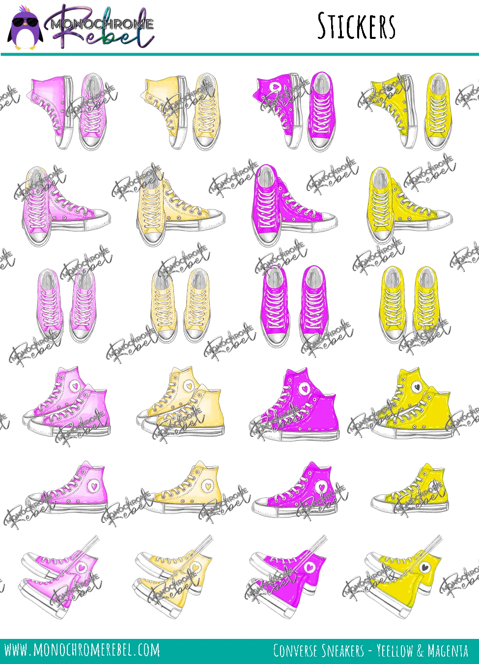 Converse Sneakers - Yellow & Magenta Stickers