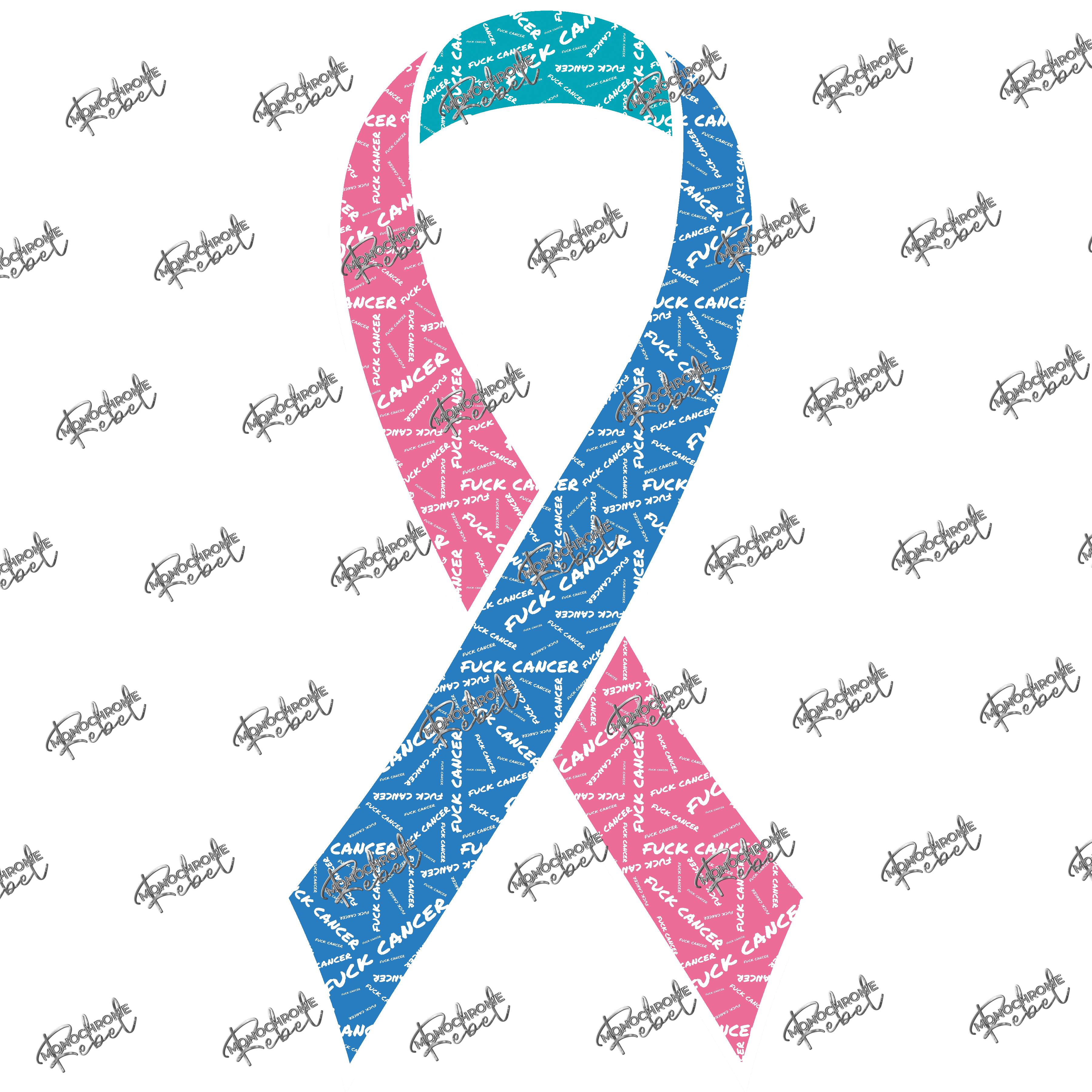 Fuck Cancer Ribbon Multidirectional - Thyroid (Pink, Blue and Teal ...