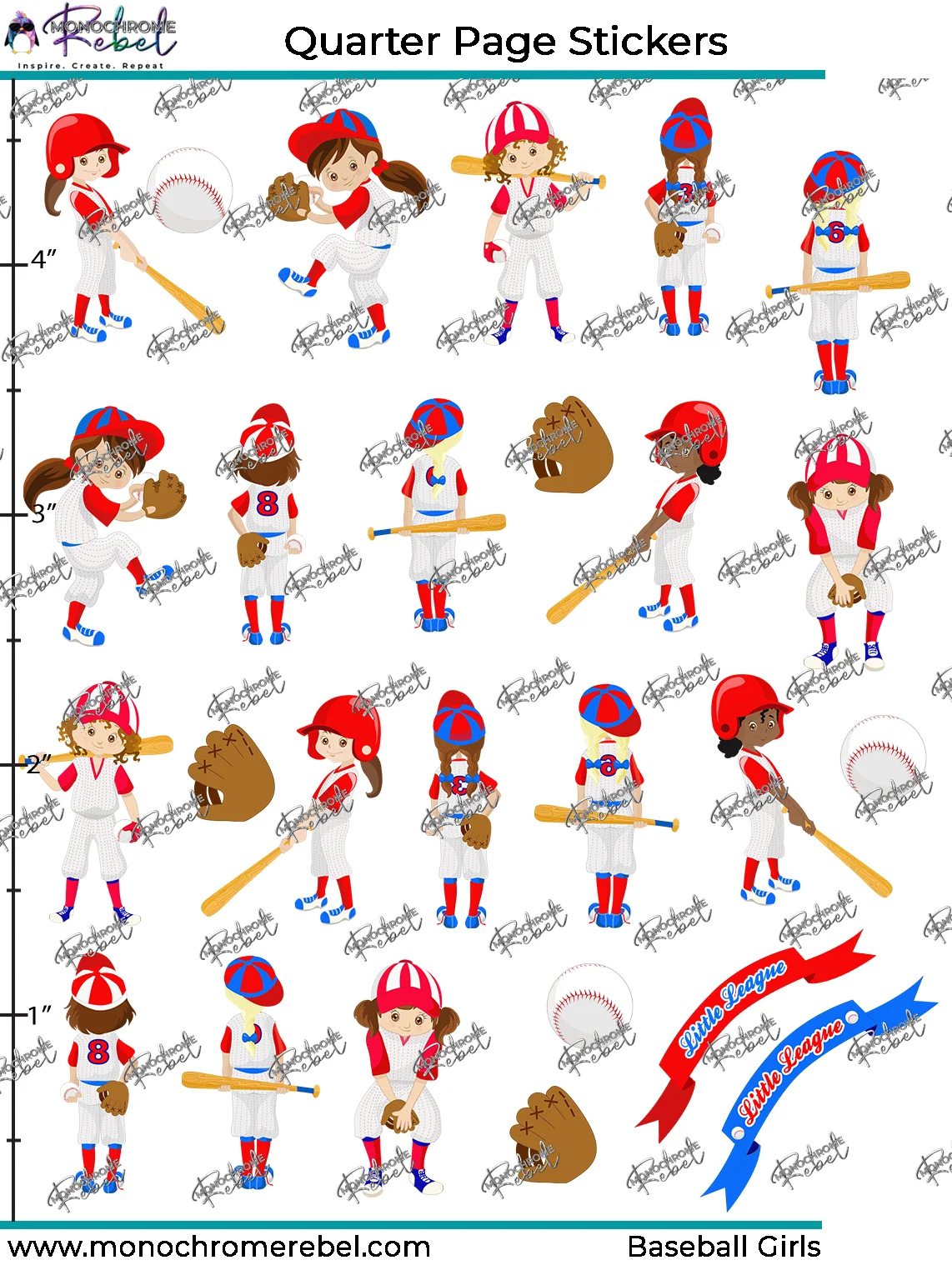 Baseball Girls Stickers