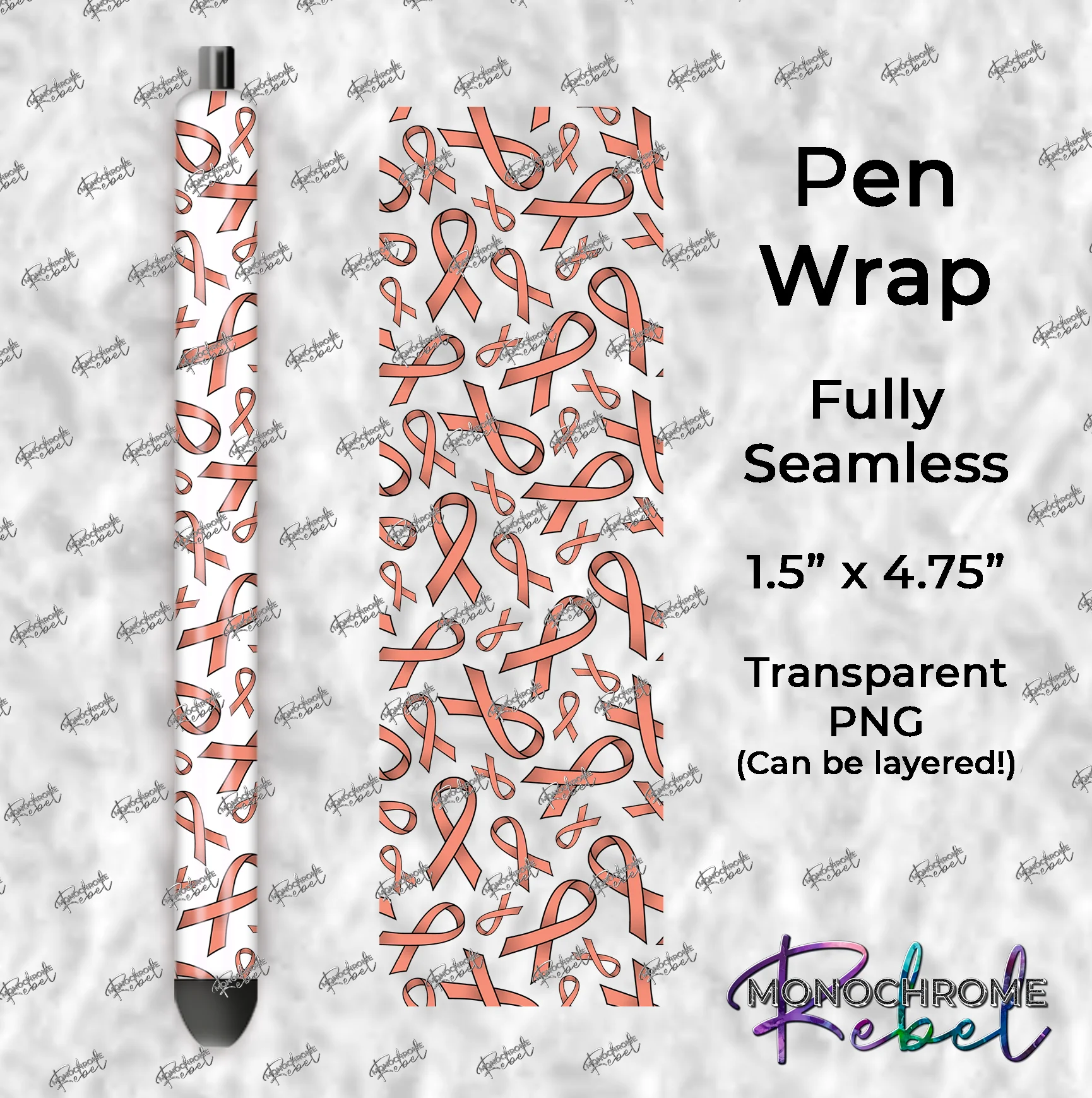 Cancer Ribbon Pen Wraps - Uterine