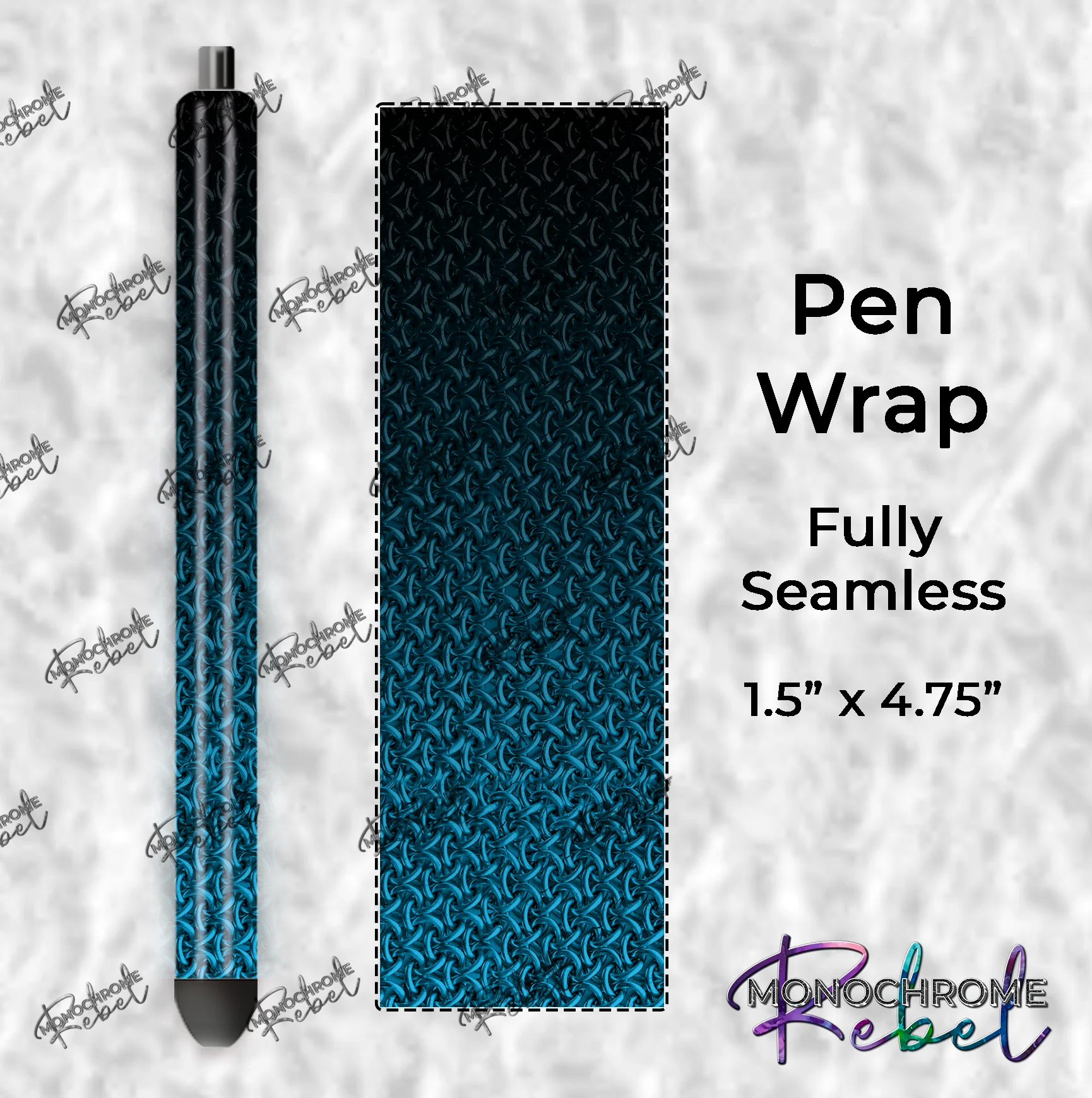 Hoodoo Hex Chainmaille Pen Wraps - Black-Turquoise