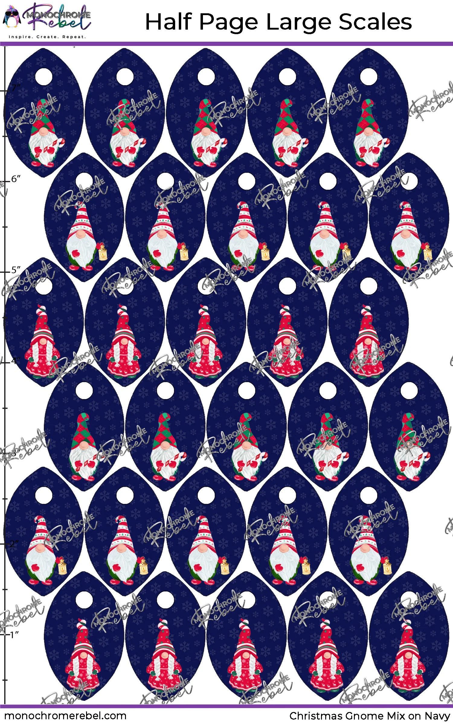 Christmas Gnome Mix on Navy Upscales