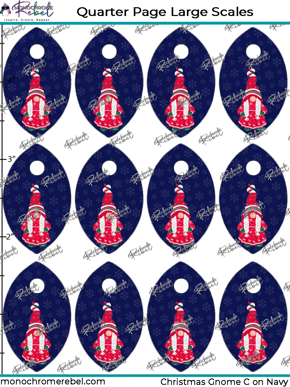 Christmas Gnome C on Navy Upscales