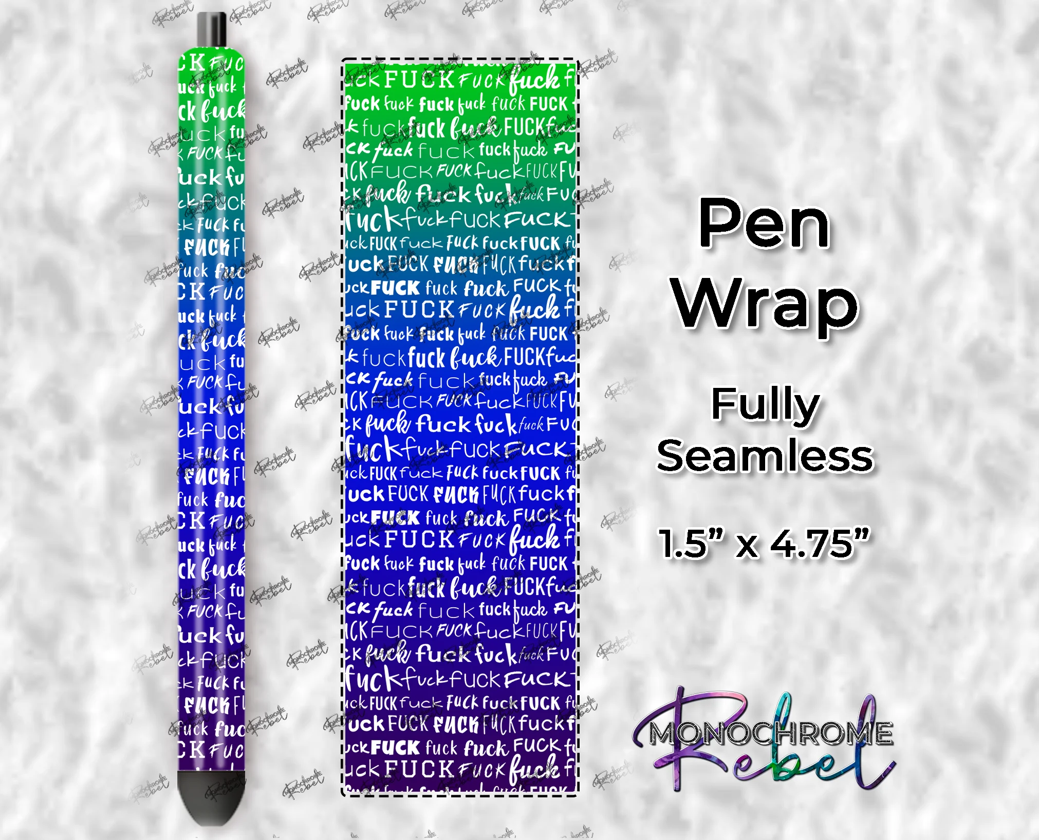 Fuck Words White on Lime Purple Pen Wrap