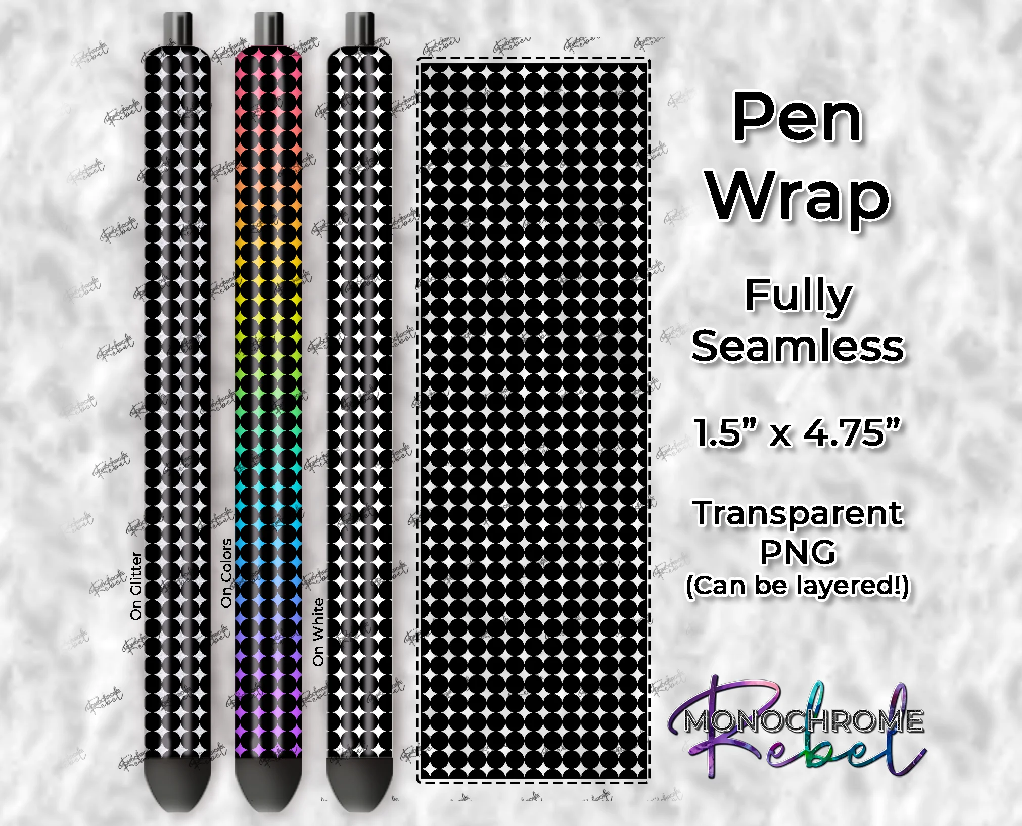 Monochrome Pattern Circles Black Pen Wrap