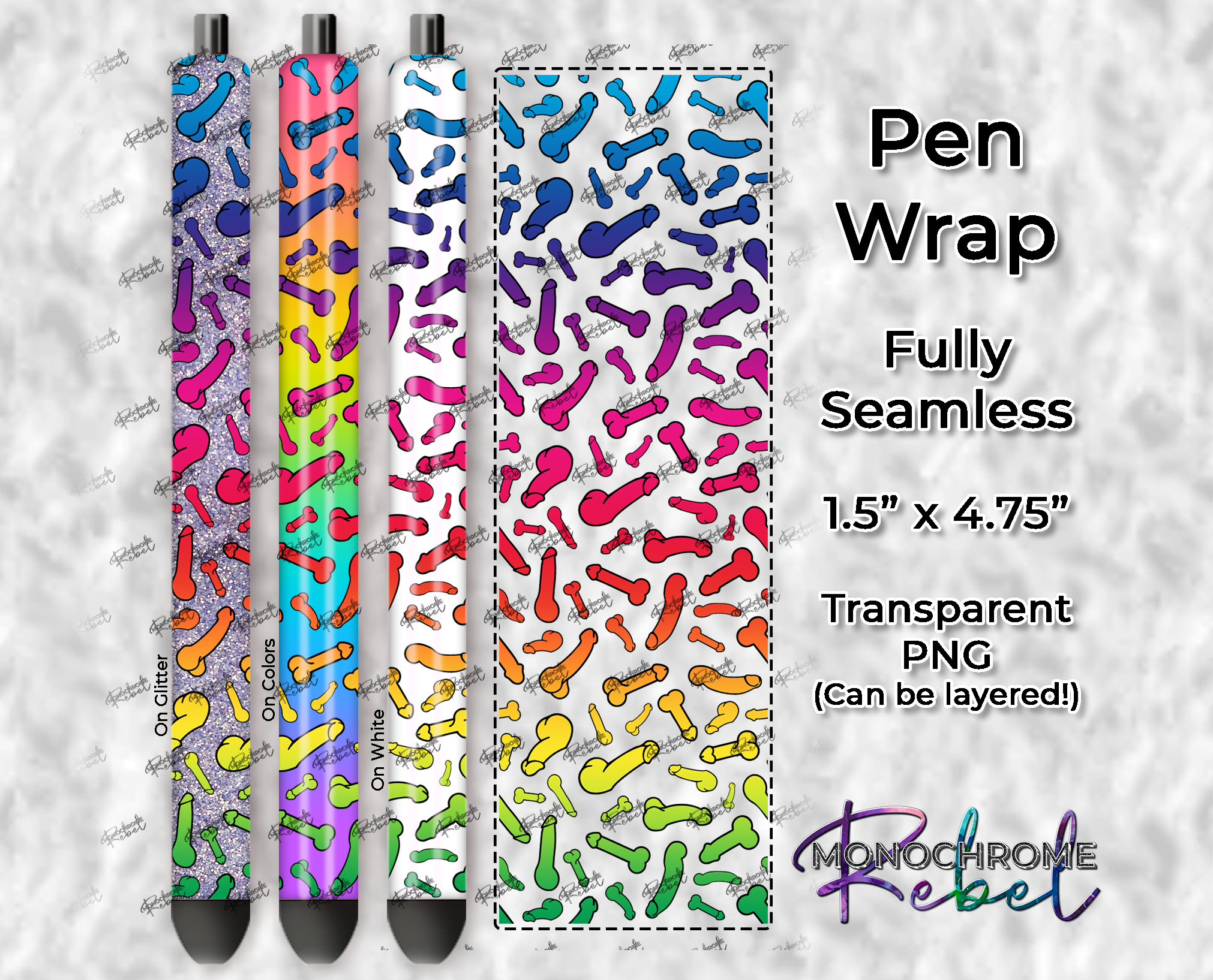 Rainbow Pen Wrap Template,Buble Rainbow Graphic by Pretty