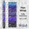 Dad Words White on Dark Blues Stripey Pen Wrap