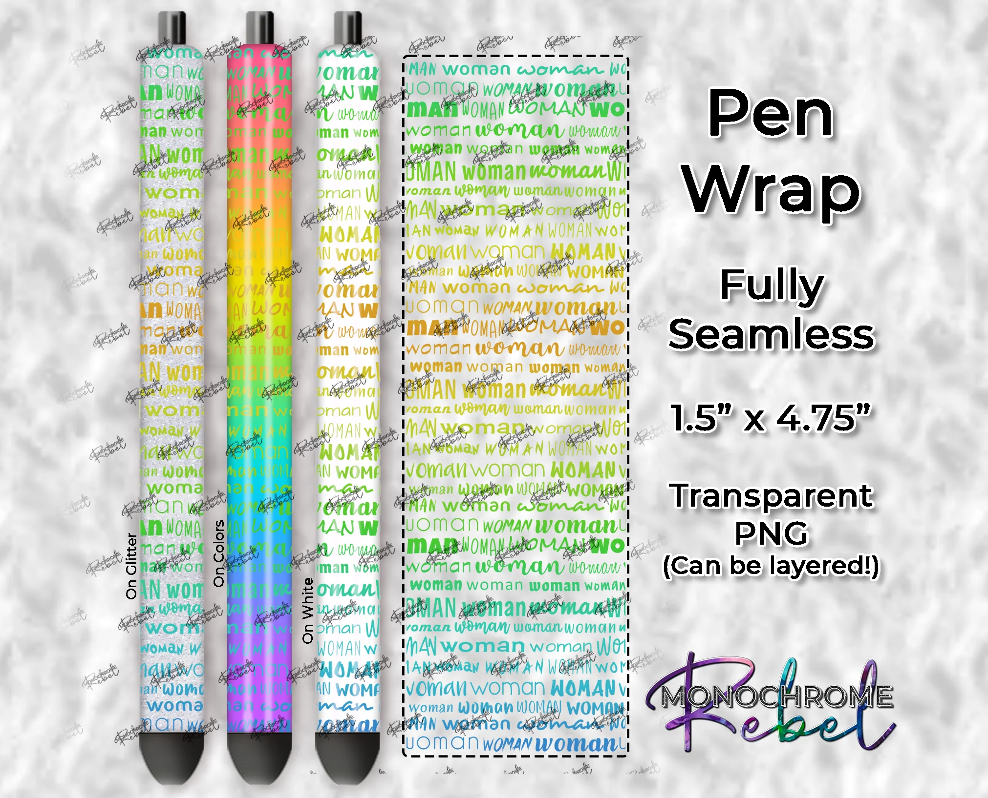 Woman Words Teal Funky Fade Pen Wrap