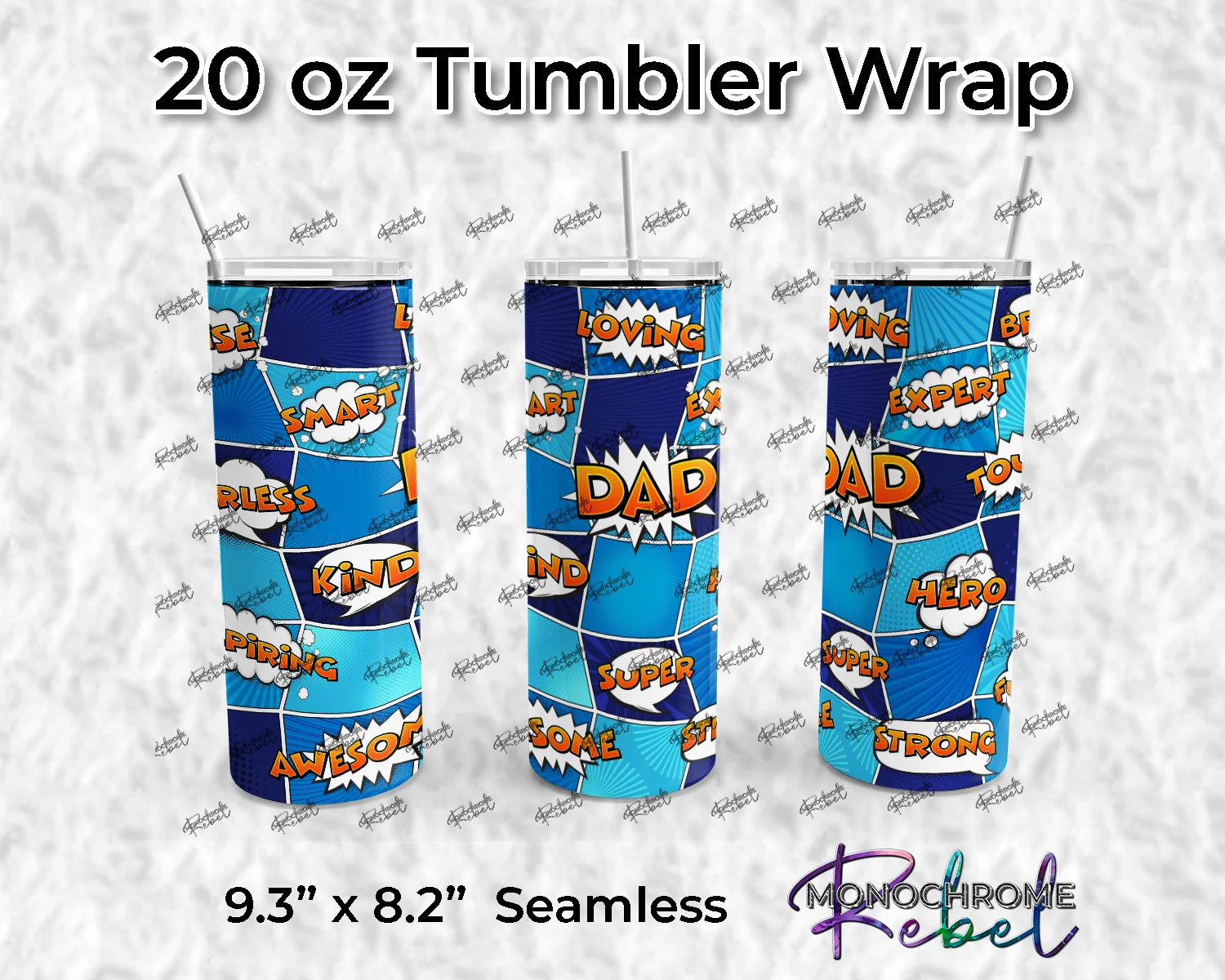 Comic Dad Orange on Blues Tumbler Wrap