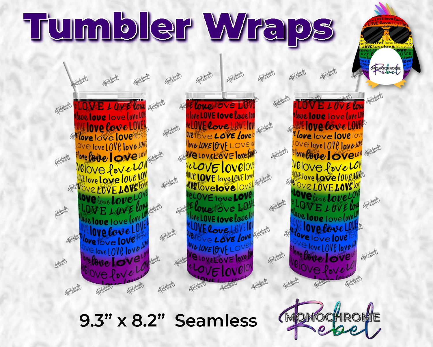 Love Words Black on Pride Tumbler Wrap