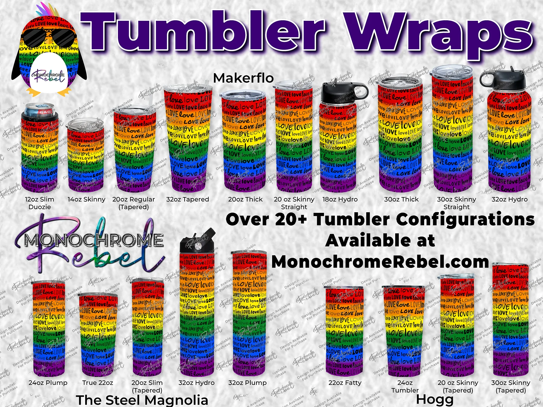 Love Words Black on Pride Tumbler Wrap - Image 2