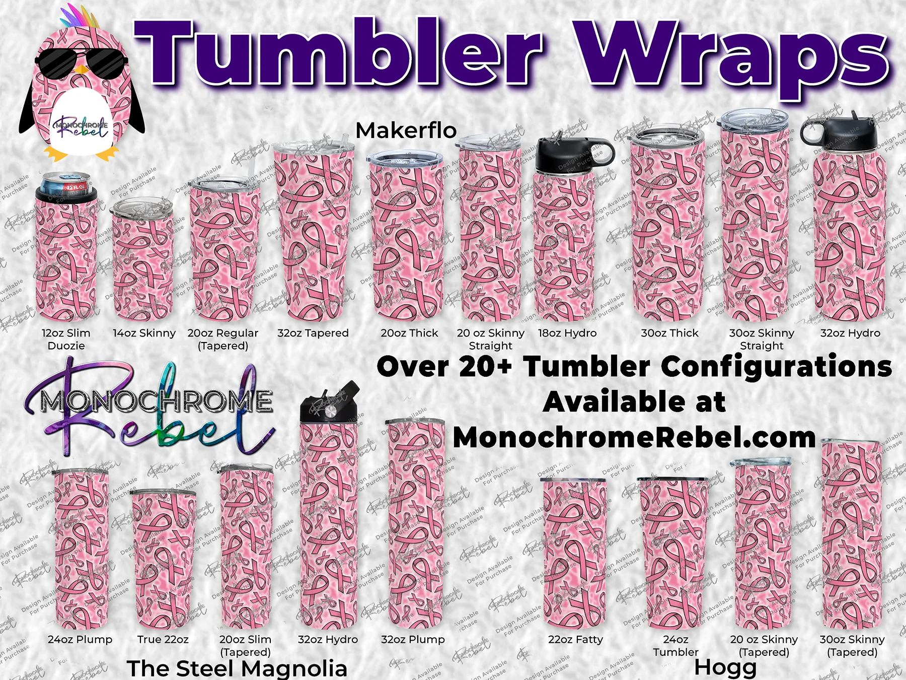 Breast Cancer Ribbons Colored Tumbler Wrap - Image 2