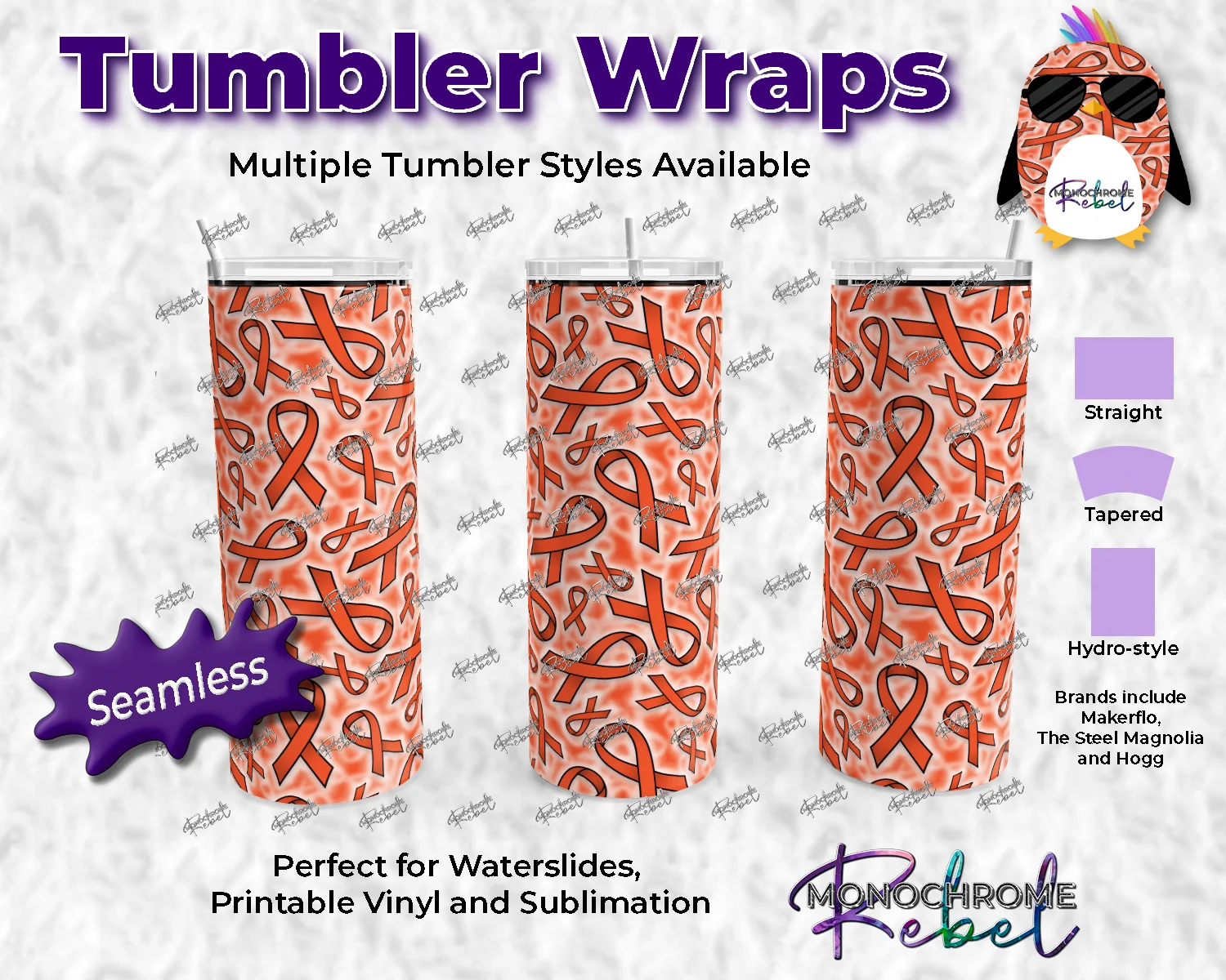 Leukemia Cancer Ribbons Colored Tumbler Wrap
