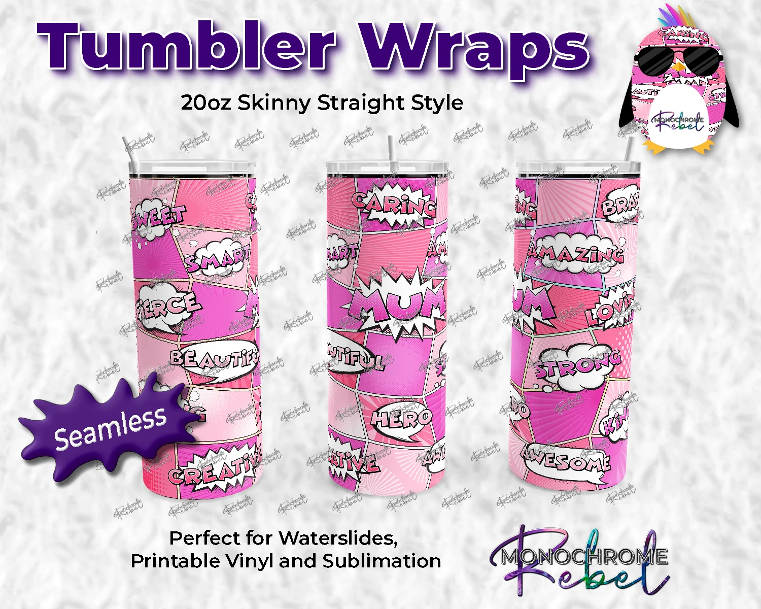 Comic Mum Pinks Tumbler Wrap